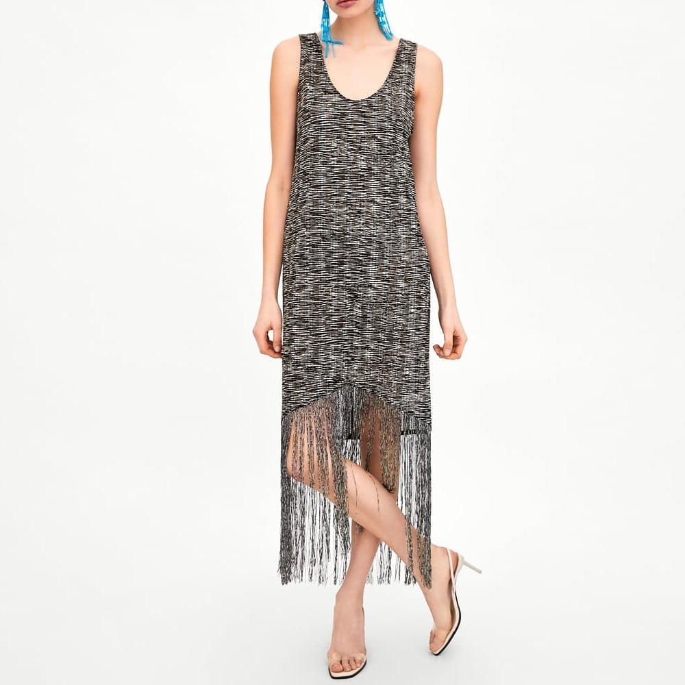Zara Knit sleeveless fringe dress size M